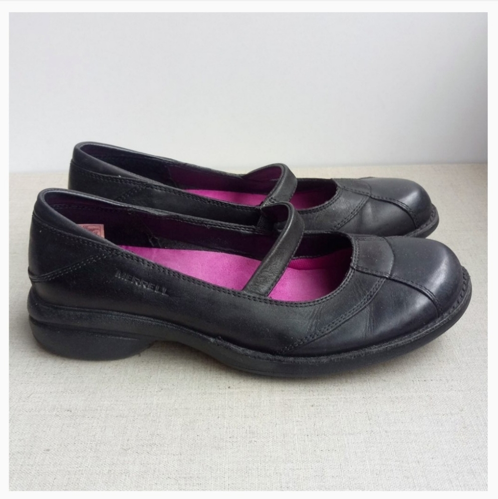 Merrell Women US 6 Black Leather Mary Jane’s